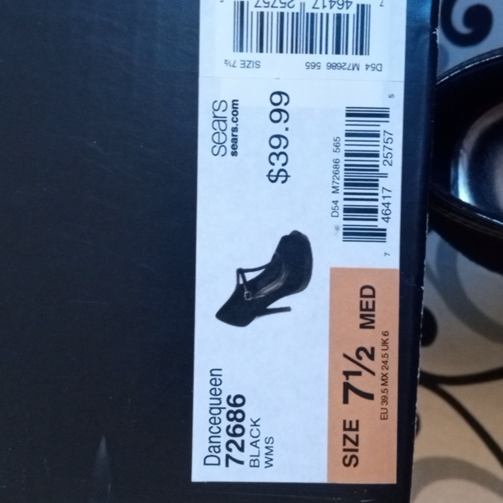 SM New York Black Suede and Patent Leather Open-toed Heels Sz 7.5 - Picture 10 of 10